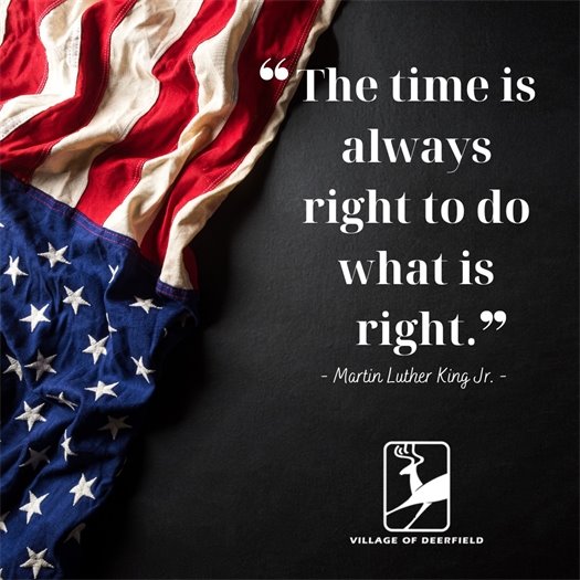 MLK Quote "The time is always right to do what is right." with Village logo.