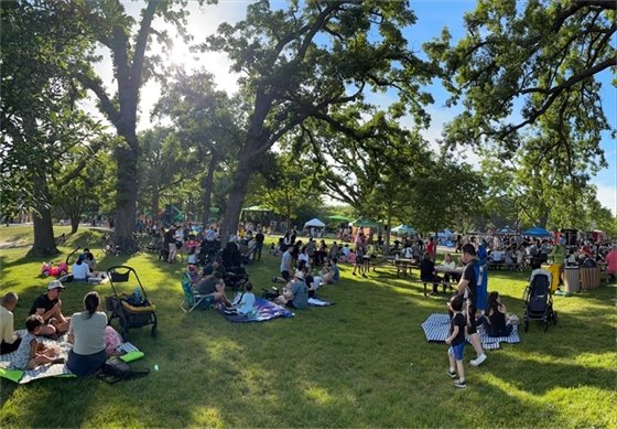 People picnicking at Food Truck Wednesday