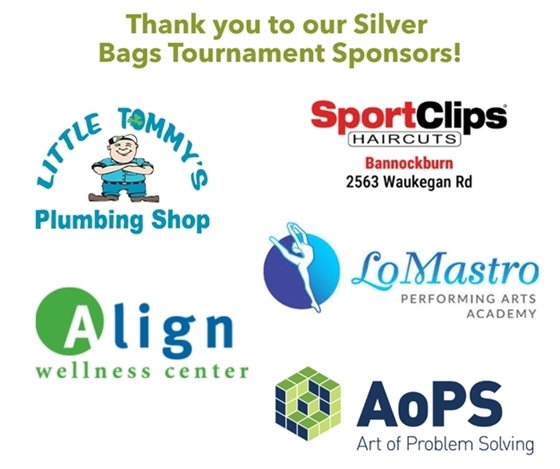 Thank you to our sponsors Douglas Law, Celebree School, Ultimate Ninjas Academy, Little Tommy's Plumbing, Sport Clips, Align Wellness Center, LoMastro and AoPS Merel Black, Parkway Bank, 