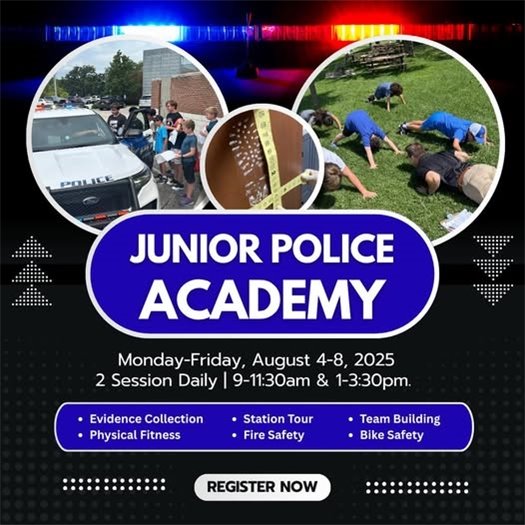 Poster for Junior Police Academy August 4-8