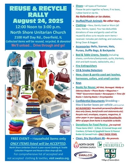Poster for Reuse-O-Rama with photos of accepted items