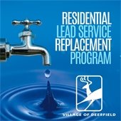 Photo of a dripping faucet with the words "Residential Lead Water Service Line Replacement Program"