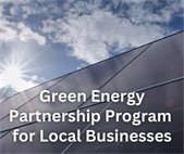 Photo of a solar panel with the words "Green Energy Partnership Program"