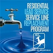 Photo of a dripping faucet with the words "Residential Lead Water Service Line Replacement Program"