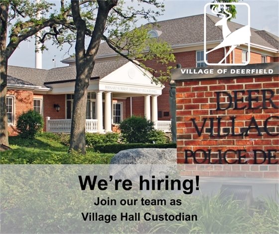 We're Hiring - Join our team as Village Hall Custodian with a photo of Village Hall
