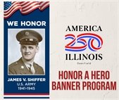 Honor a Hero Banner Program with a photo of a banner featuring a veteran with their name and dates of service