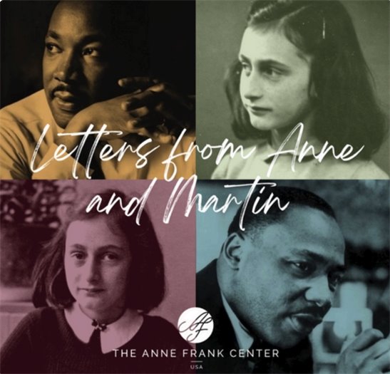 Letters from Anne and Martin - written over photos of Anne Frank and MLK