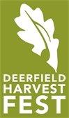 Harvest Fest logo with a music note cut out of a falling leaf